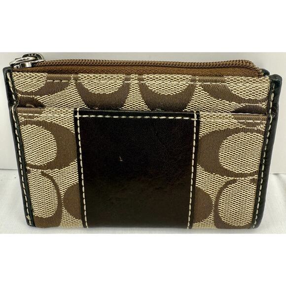 COACH Vintage Wallet Brown Signature Canvas Leather Coin Case Key Pouch EUC - Picture 3 of 4